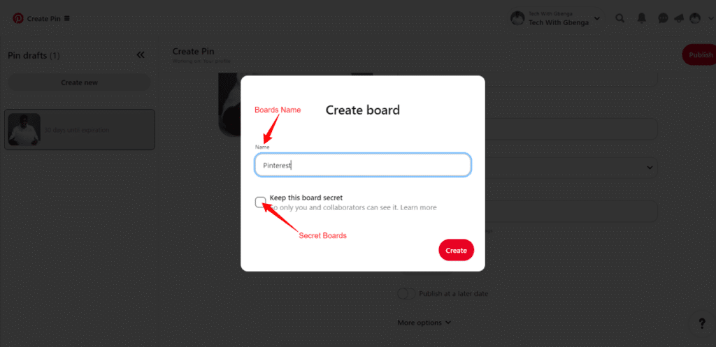 Creating Pinterest Board