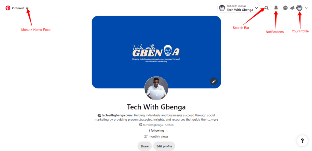 Tech with Gbenga Pinterest Page