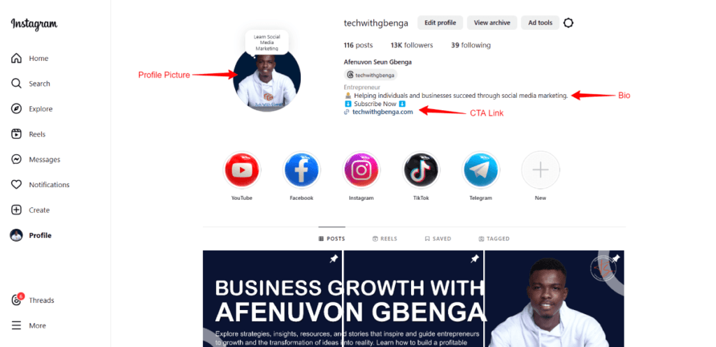 Tech with Gbenga  Instagram Profile