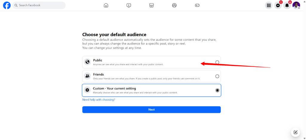 facebook audience setting